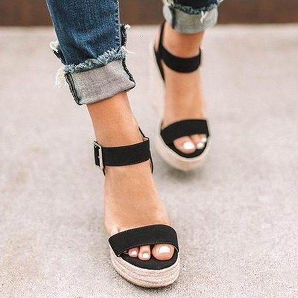 

sandals high heel wedge platform women designer shoes peep toe outdoor sports beach on offer 230512, Black