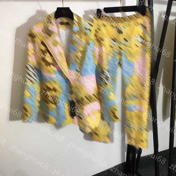 

23ss women suit womens designer clothing f letter retro print slim two-button suit jacket slim print nine-point trousers set womens clothing, Gray