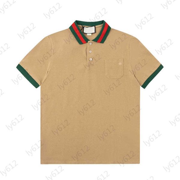 

casual designer shirts summer khaki fashion luxury stripe neckline laser button decoration breathable knit t-shirt male loose polo blouse, White;black