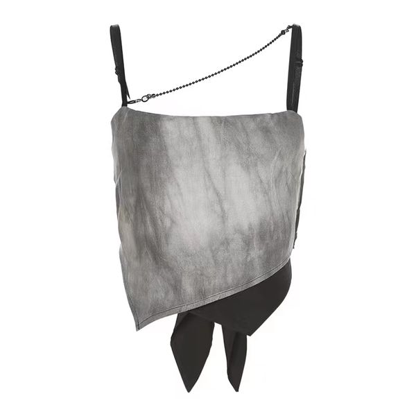 

spicy girl strap women's summer print halo dye exposed navel hanging neck slim fit sleeveless irregular short outerwear tank top, White