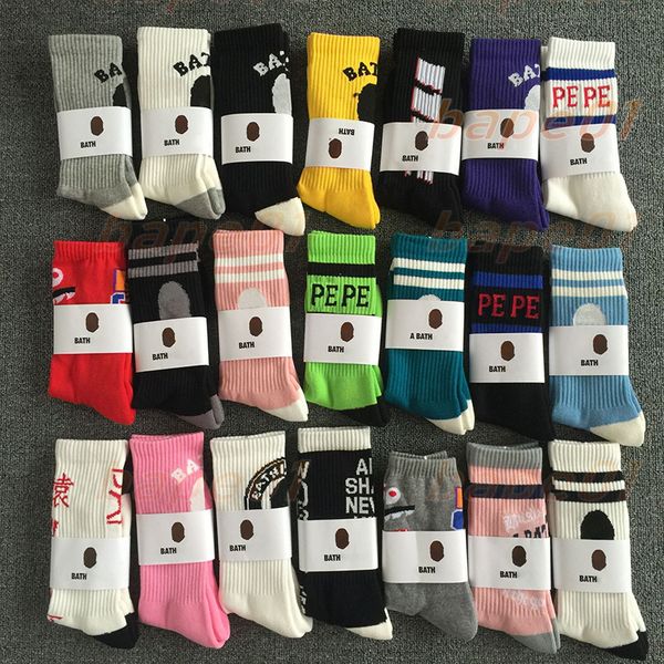 

men's socks mens skateboard fashion mans letter printed ape head pattern hip hop sports sock size 21 coloursss, Black