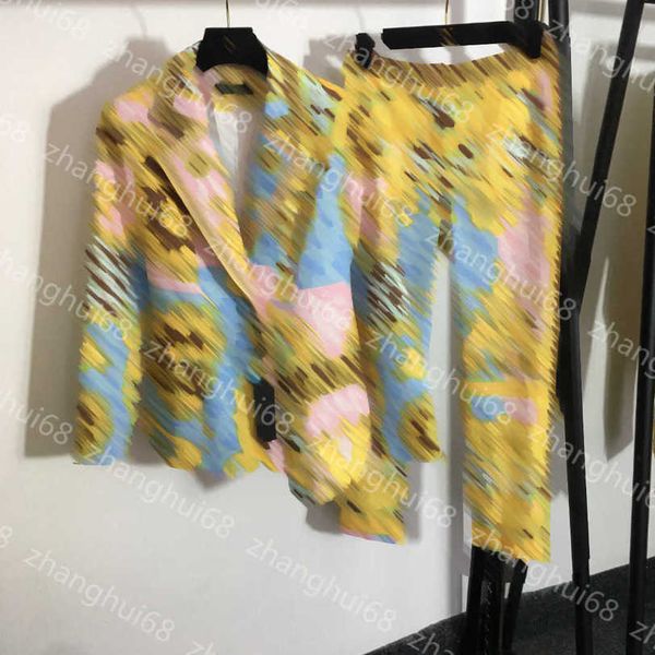 

23ss women suit womens designer clothing f letter retro print slim two-button suit jacket slim print nine-point trousers set womens clothing, Gray