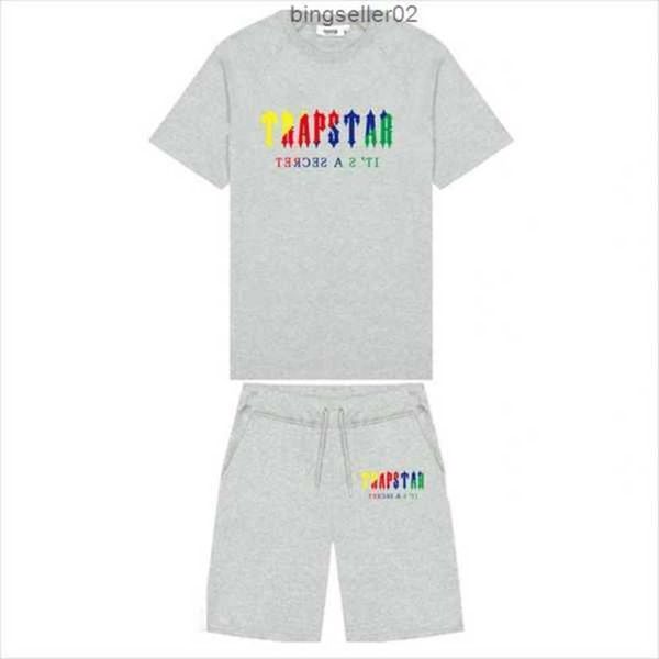 

t-shirts summer trapstar printed cotton t-shirt men beach shorts sets streetwear tracksuit men's sportswearmen's0pku, Gray