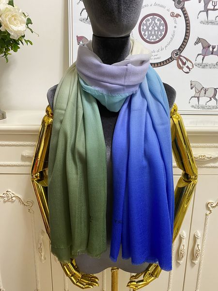 

women's long scarf scarves shawl 100% cashmere material print letters gradient pattern size 185cm -118cm, Blue;gray