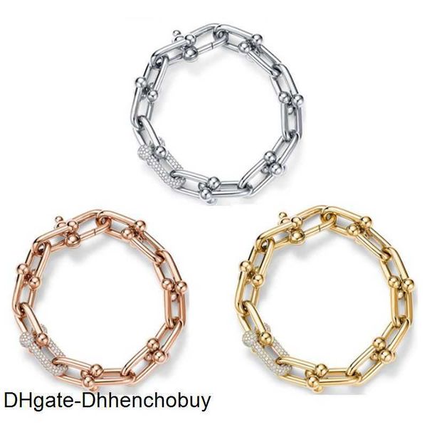 

tiff designer bracelet u-shaped joint surround bracelet chain inlaid with diamond vintage metal texture horseshoe shaped girlfriend holiday, Golden;silver