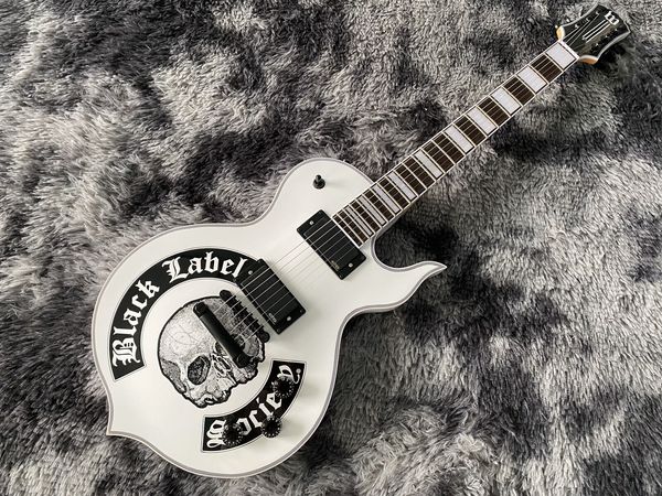 

customization new electric guitar mahogany main body maple neck white skeleton