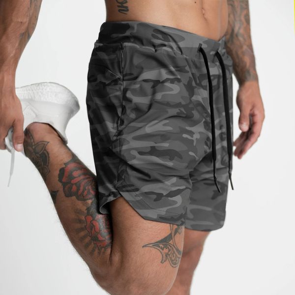 

men's shorts camo bodybuilding shorts men casual quick dry bermuda summer gym fitness crossfit sport short pants male thin beach bottom, White;black