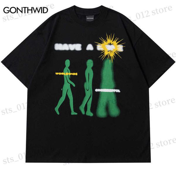 

men's t-shirts hip hop t shirt people shadow graphic print punk gothic oversize tshirt streetwear 2023 harajuku fashion casual loose te, White;black