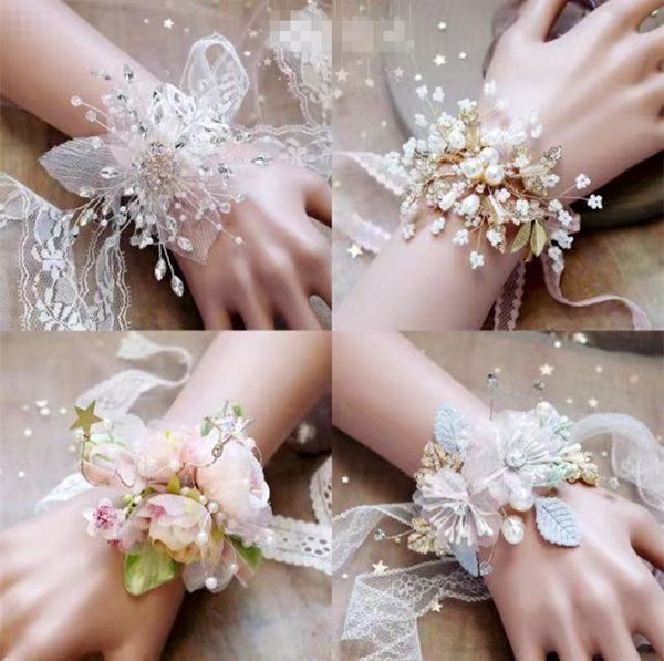 

high wedding sisters group white hand gift beaded wrist flower bridal bridesmaid group bracelet performance evening dress accessories