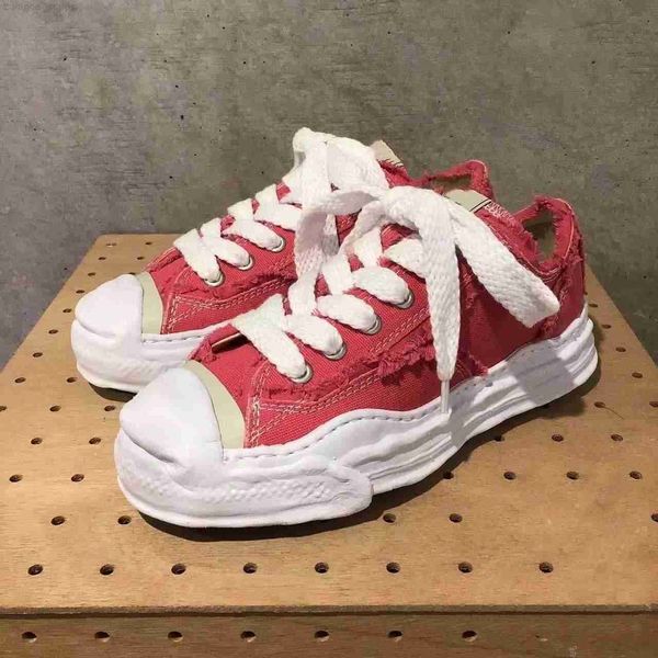 

maison mihara yasuhiro mmy shoes dissolve shoes men casual canvas shoes women's sneakers vintage lace-up pink solid men's sneaker