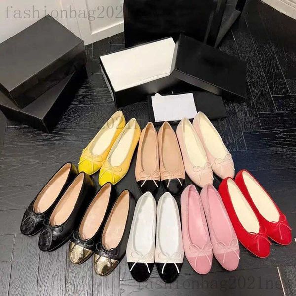 

2023 designer fashion luxury classic brand channel shoes quilted genuine leather casual ballet flats shoes womans dress shoes with box, Black