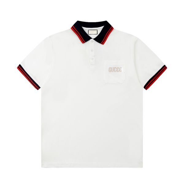 

2023ss designer polo shirts men luxury polos casual mens t shirt snake bee letter print embroidery fashion high street man tee #012, White;black