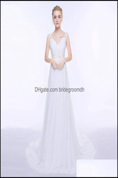 

boutique ocn dresses beach wedding dress vestido de noiva in stock plus size spaghetti straps beading chiffon weddin bridegroomdh 3553880, Black