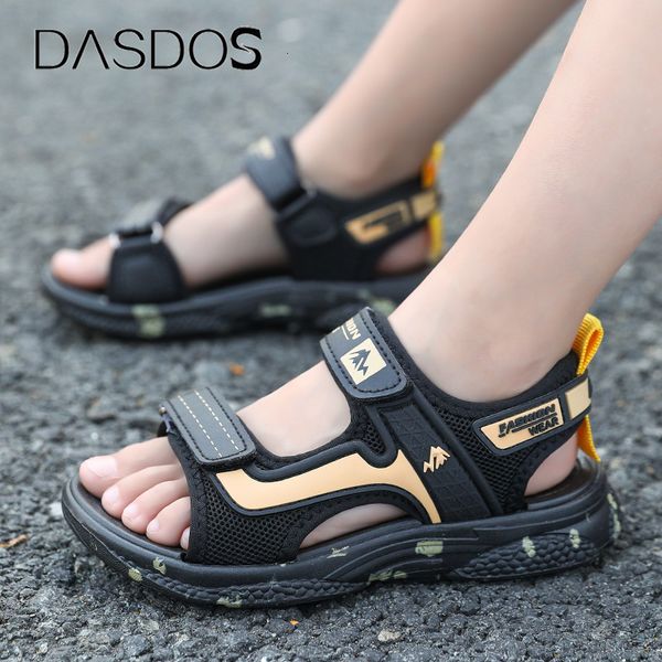 

slipper 2023 summer beach water children sandals fashion shoes kid lightweight non slip soft bottom shading leather boys comfortable 230511, Black;grey