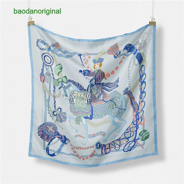 

hemres designer scarves new twill silk 53cm square versatile decorative hair accessories fashion small women's scarf, Blue;gray