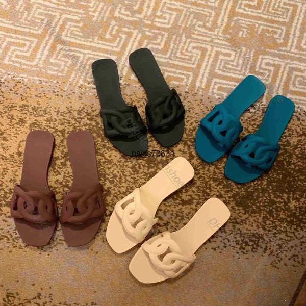 

new slipper man woman designer flat oran sandal same style egerie genuine calfskin leather slide leisure outdoor shoe with dust bag, Black