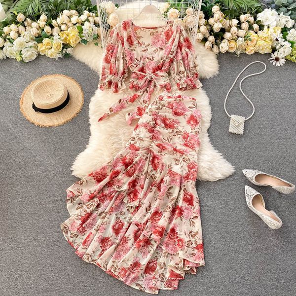 

two piece dress chiffon sets women crop with skirts suit summer beachwear holiday floral elegant womens clothing 230512, White