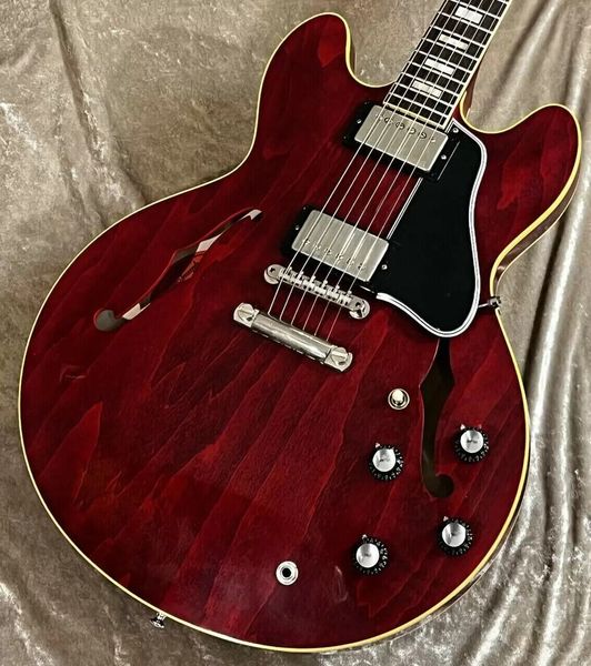 

factory customized new dark red moire electric guitar gold binding high-quality