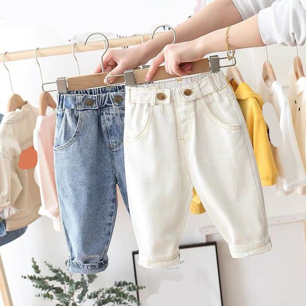 

jeans boys jeans kids spring autumn trousers clothes children jeans for baby girls denim pants white blue toddlers buttons 230512
