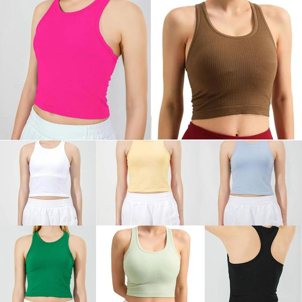 

lu-51 ebb to street tank racerback yoga outfits with padded bra gym clothes women underwears vest breathable workout fitness sports shirt