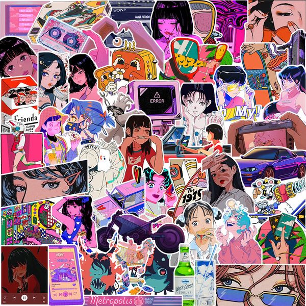 

50pcs cartoon cool girls stickers pack waterproof vinyl stickers non-random car bike luggage sticker lapskateboard motor water bottle decal