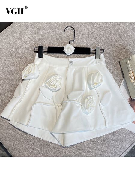 

women's shorts vgh casual patchwork floral short pants for women high waist solid minimalist shorts female korean fashion clothing styl, White;black
