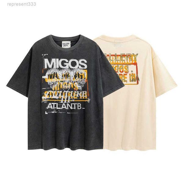 

galleryes shirt fashion brand fog high street loose migos branded water wash oversize short sleeve t-shirt q07b, White;black