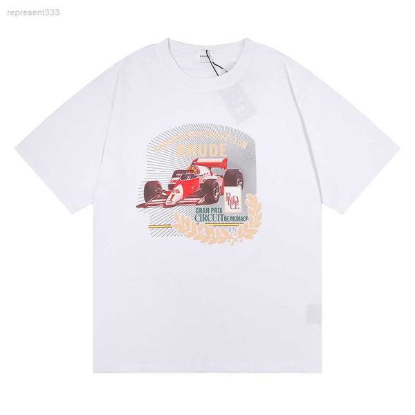 

rhude t shirt summer new los angeles niche trend clothing racing pattern printed men's and large short sleeves p2kw, White;black