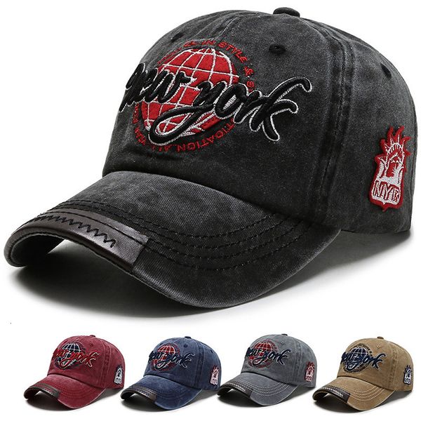 

ball caps washed cotton men baseball cap denim sun hat for women gorras casual york embroidery retro cap 230511, Blue;gray