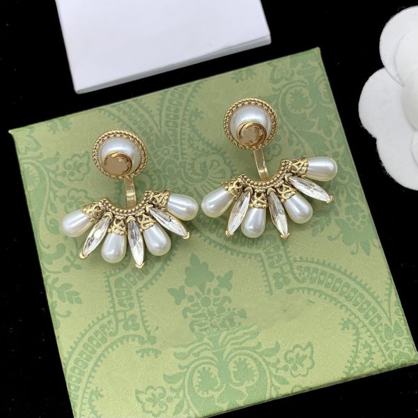 

fashion brand chandelier earring luxury dangle ear studs gold hoop earrings designer for woman earring wedding party jewelry ornaments g2, Silver