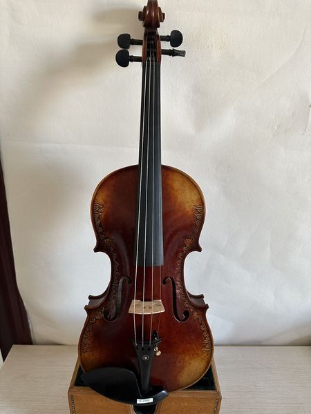 

master 4/4 violin solid flamed maple back spruce hand carved k2958