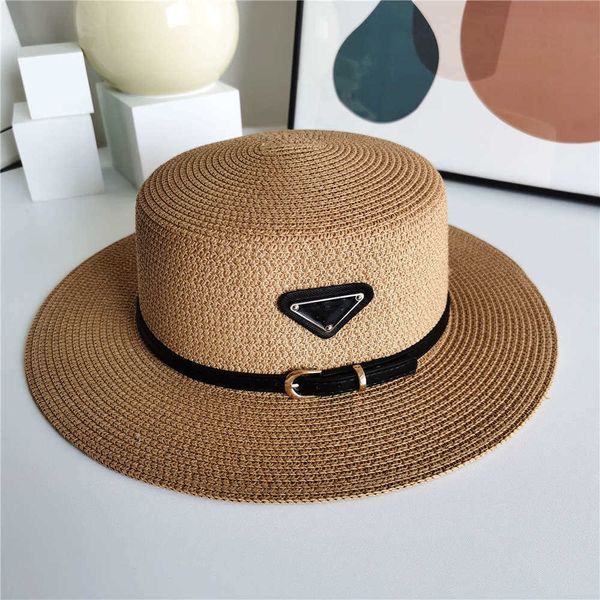 

2021 ins summer women straw hat fashion sun protection beach personality wide brim hats with ribbonlxqp, Blue;gray
