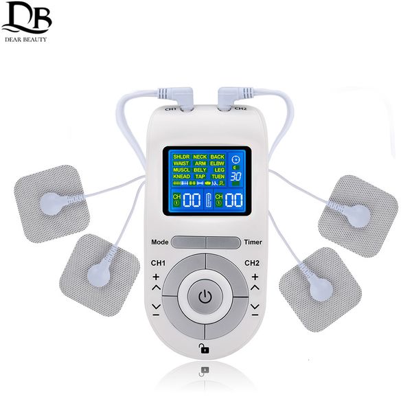 

portable slim equipment 12 modes tens machine unit 4 electrode pads for pain relief pulse massage ems muscle stimulation electroestimulador