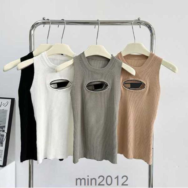 

cropped knit tank designer diesel t-shirt hollow out tee womens knits women sleeveless yoga summer tees vestspsvc, White