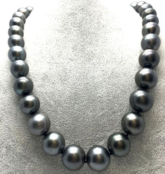 

huge 18quot11514mm tahitian round black multicolor pearl necklace fine pearls jewelry3882990, Silver