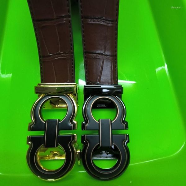 

belts 2023 men's leather buckle belt automatic checkoff design, Black;brown