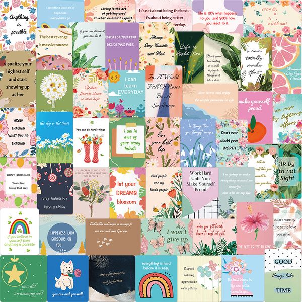

52pcs motivational phrase stickers pack waterproof vinyl stickers non-random for car bike luggage lapskateboard scrapbook water bottle decal