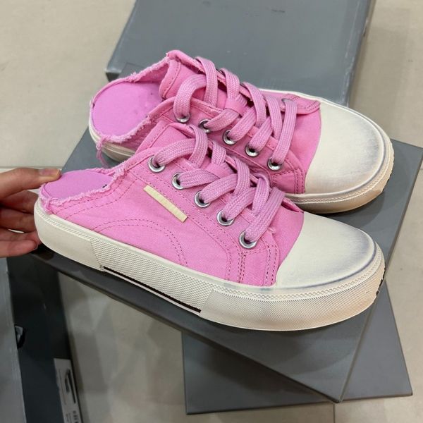 

2023 distressed canvas dirty sneakers designer women shoes xalenciaga half slipper logo paris casual shoes sandal luxury classic chunky sole