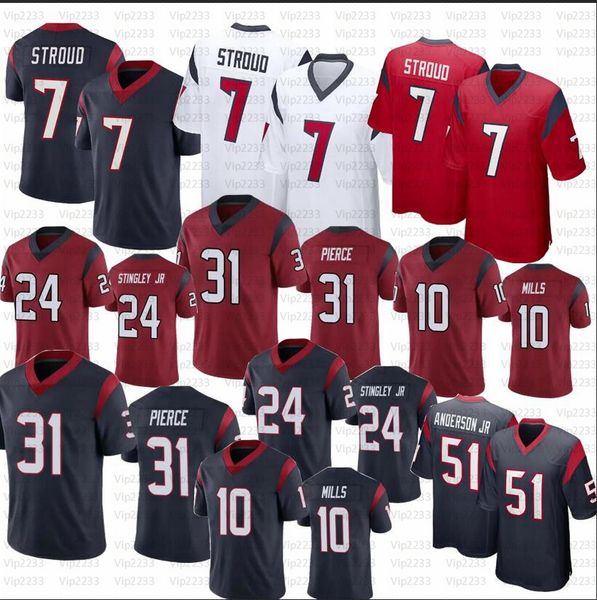 

7 cj stroud 51 will anderson jr football jersey dameon pierce davis mills jalen pitre john metchie tunsil devin singletary jr, Black;red