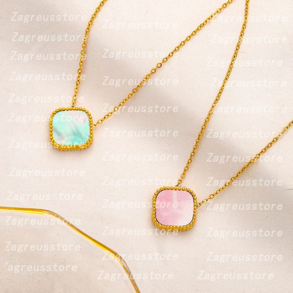 

luxury designer 4/four leaf clover pendant necklace famous jewelry 18k gold plated for charm women chain necklaces wedding gift jewelry 40cm, Silver