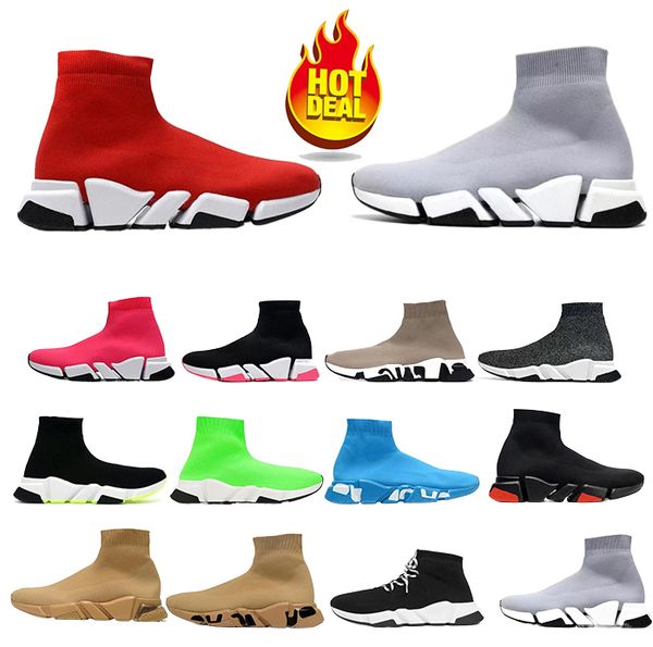 

balenciagas non-slip knit ankle boots designer sock shoes mens womens famous brand sneakers triple black white vintage beige green volt plat