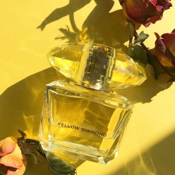

2kinds pink yellow beautiful diamond crystal perfume 90ml women long time leveing smell fragrances fast shipping
