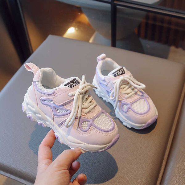 

athletic outdoor girls lace-up children's sports shoes 2023 new versatile casual anti-skid thick soles summer and spring boys kids mesh, Black