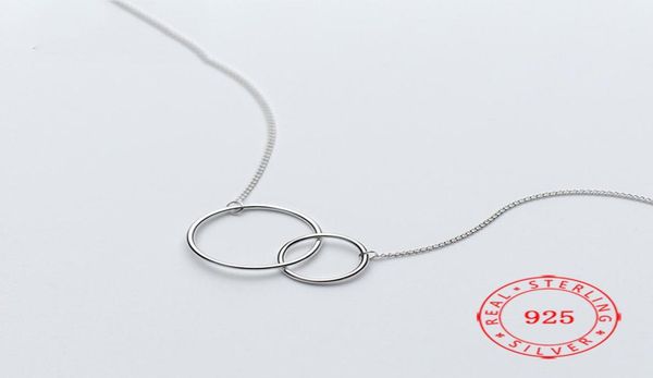 

factory 100 925 sterling silver pendant necklace fashion minimalism double circle ring fine jewelry for female design style1156580