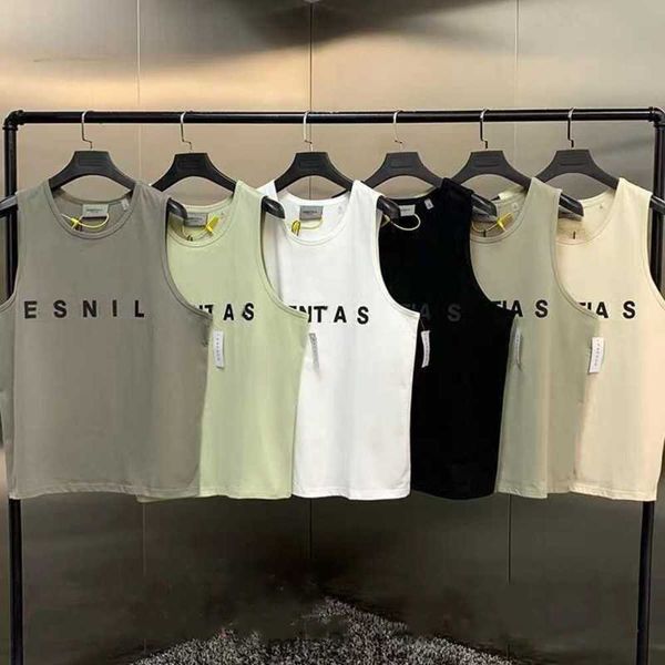 

designer fog high-quality men's t-shirts sleeveless vest fashion pure cotton fitness running sports summer loose vestfnxb, White;black