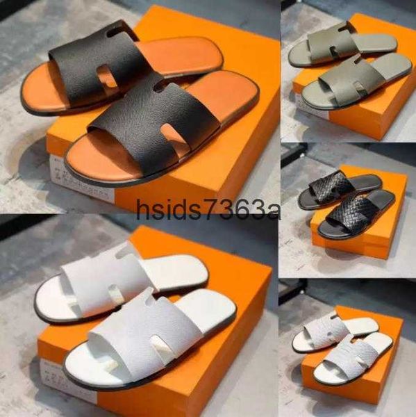 

izmir sandals selling fashion paris luxe designer men slipper oran heritage calfskin sandal flip flop 2022, Black