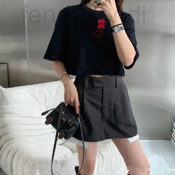 

women's t-shirt luxuriouswomen sweatshirt designer t short letter open navel s short-sleeved t limited love embroidery t- ins pullo si3, White