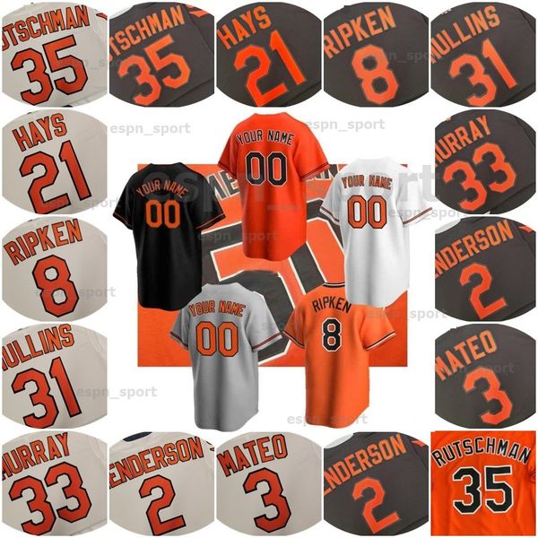 

2023 custom 35 adley rutschman jersey s-3xl ryan mountcastle cedric mullins anthony santander gunnar henderson cal ripken orioles jorge lope, Blue;black