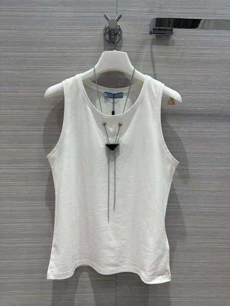 

women's tanks & camis designer new classic triangle simple basic slim versatile crew neck tank r1dn, White