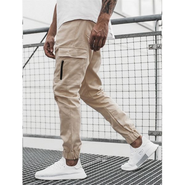 

men's pants overalls cargo pants men casual multi-pocket military tactical pant cotton running long trousers male outdoor trouser 23051, Black